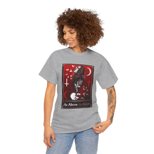 As Above So Below Tarot  (Front & Back Print) Unisex Heavy Cotton Tee