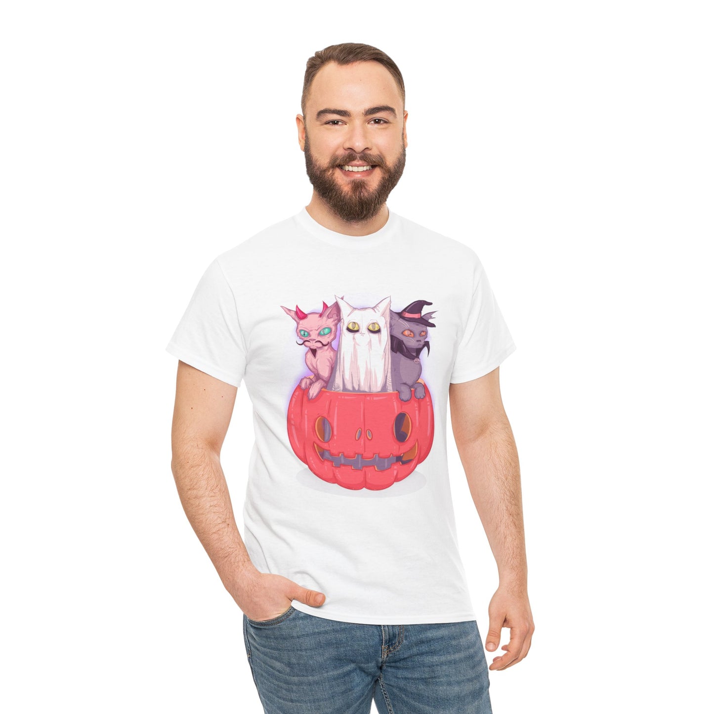 Meow-lloween Unisex Heavy Cotton Tee