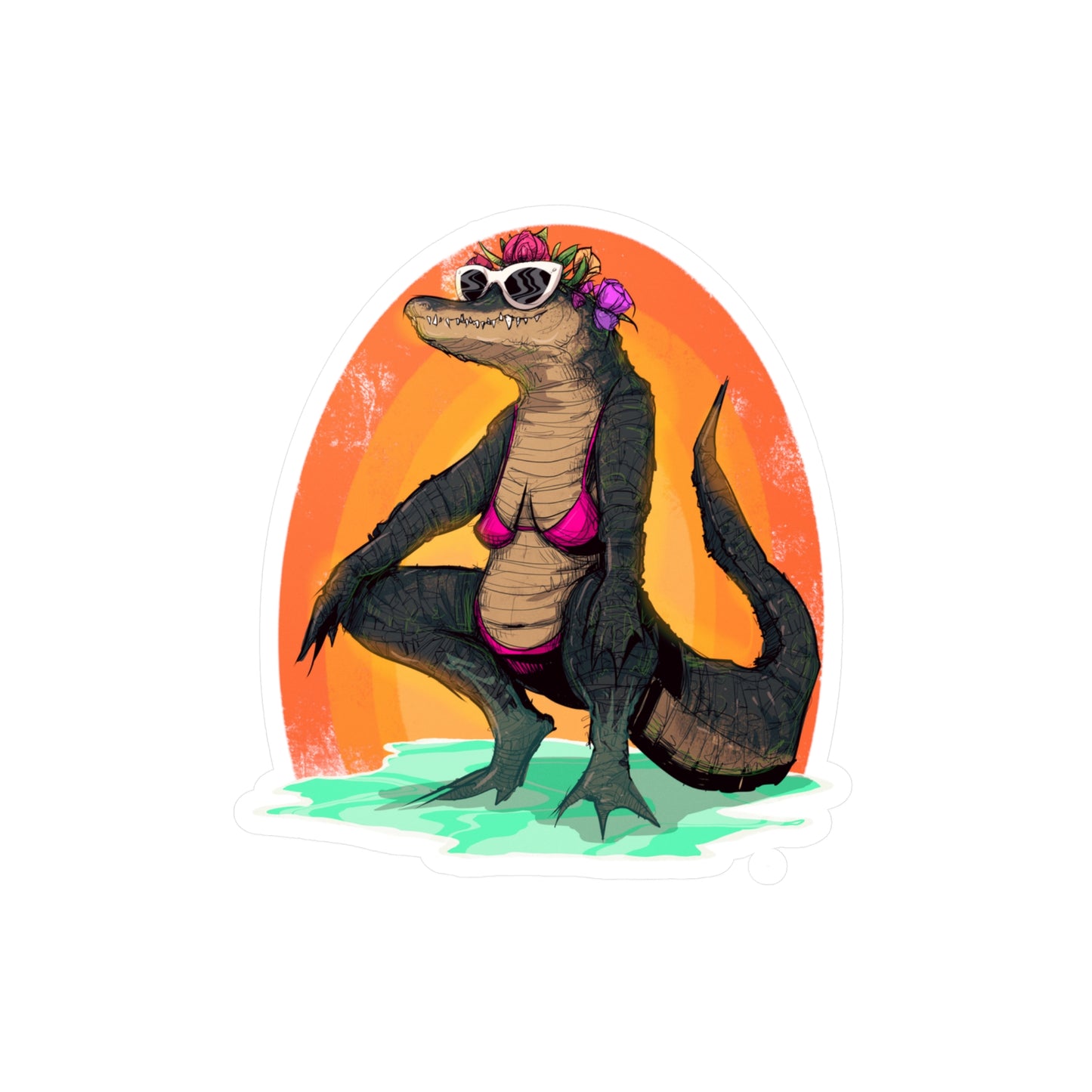 Hot Gator Summer Kiss-Cut Vinyl Decal