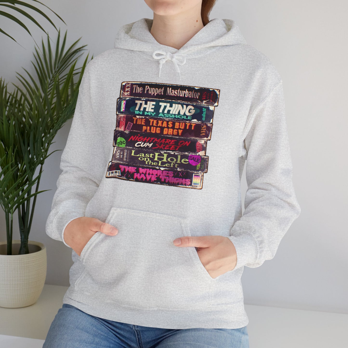Adult Horror VHS Unisex Heavy Blend Hooded Sweatshirt