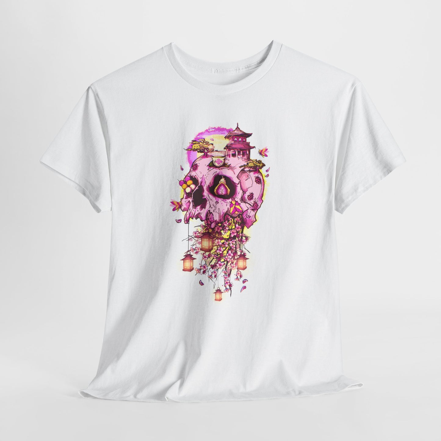 Elemental Skull Cherry Blossom Unisex Heavy Cotton Tee