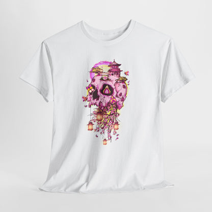 Elemental Skull Cherry Blossom Unisex Heavy Cotton Tee