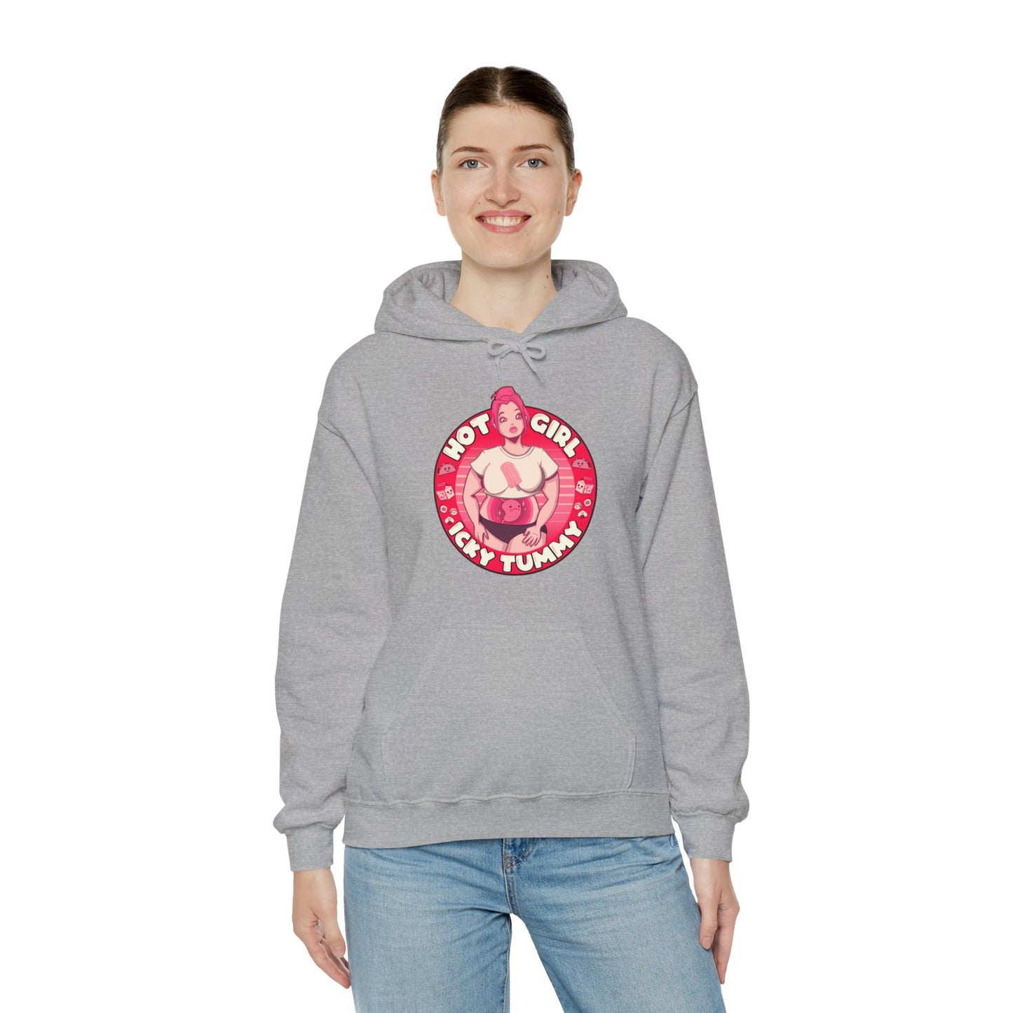 Hot Girl Icky Tummy Unisex Heavy Blend Hooded Sweatshirt