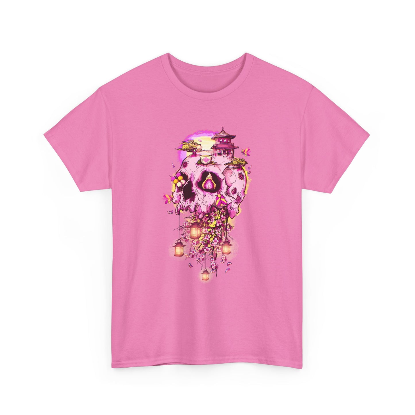 Elemental Skull Cherry Blossom Unisex Heavy Cotton Tee