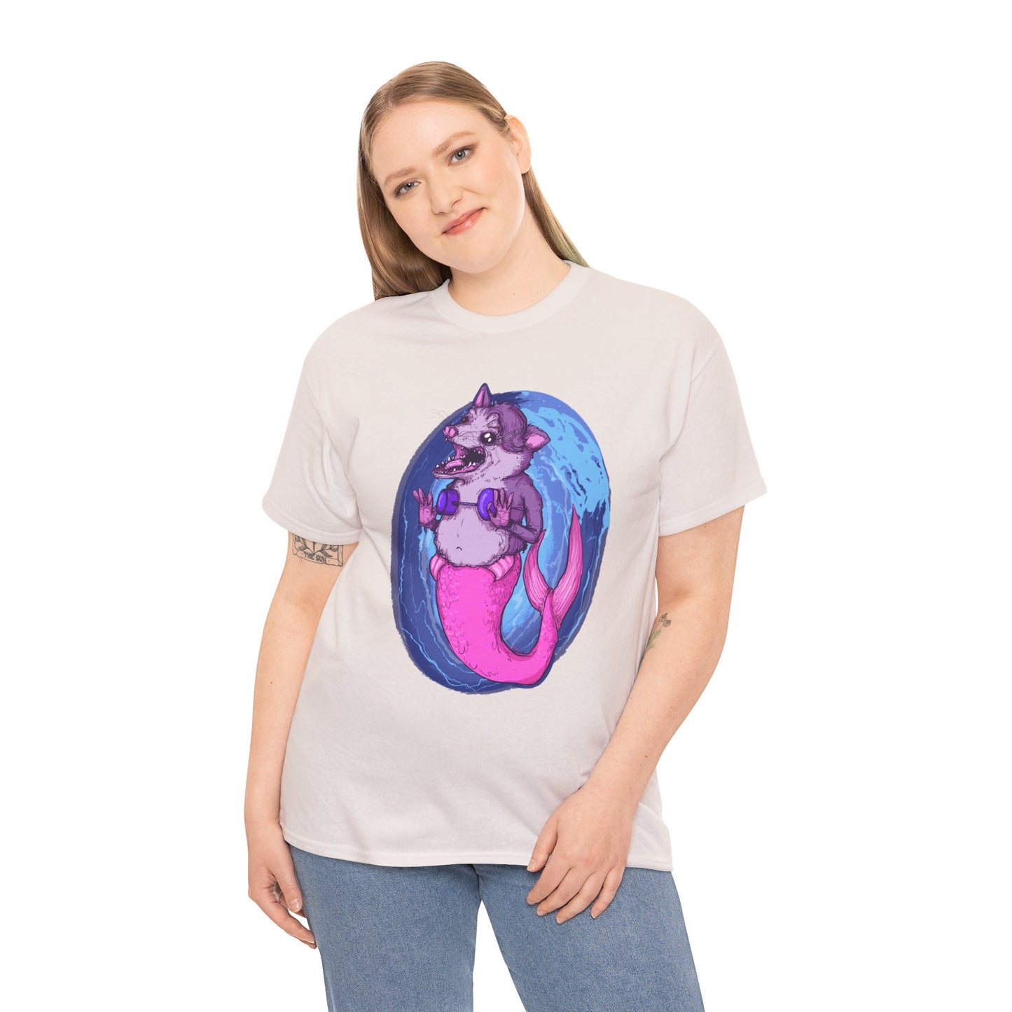 Mermaid Opossum Unisex Heavy Cotton Tee