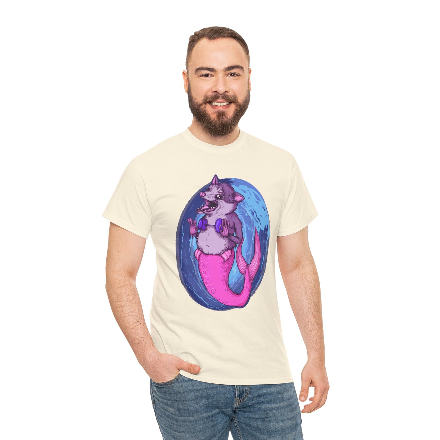 Mermaid Opossum Unisex Heavy Cotton Tee