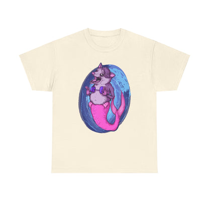 Mermaid Opossum Unisex Heavy Cotton Tee