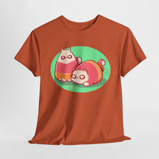 Candy Corn Cats Unisex Heavy Cotton Tee