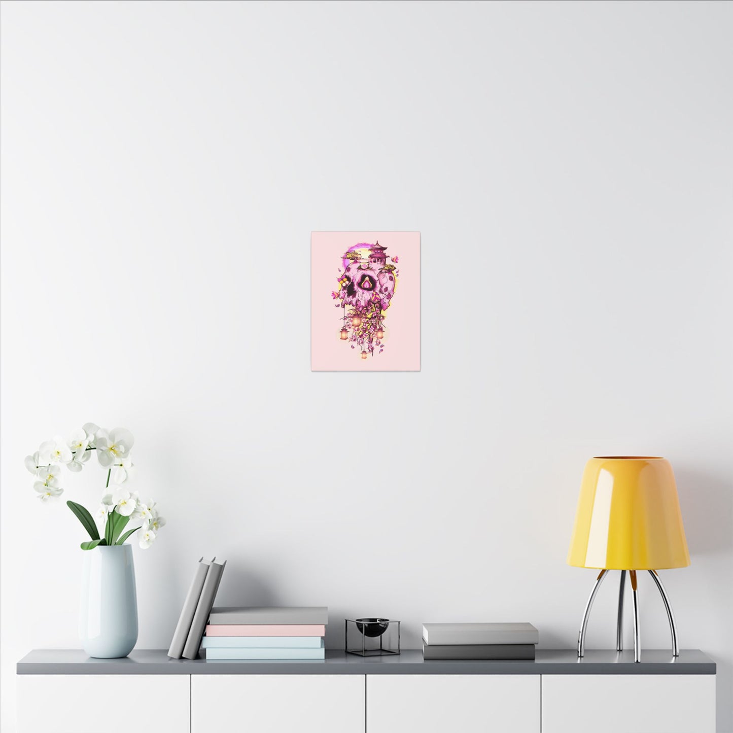 Elemental Skull Cherry Blossom Matte Canvas Stretched