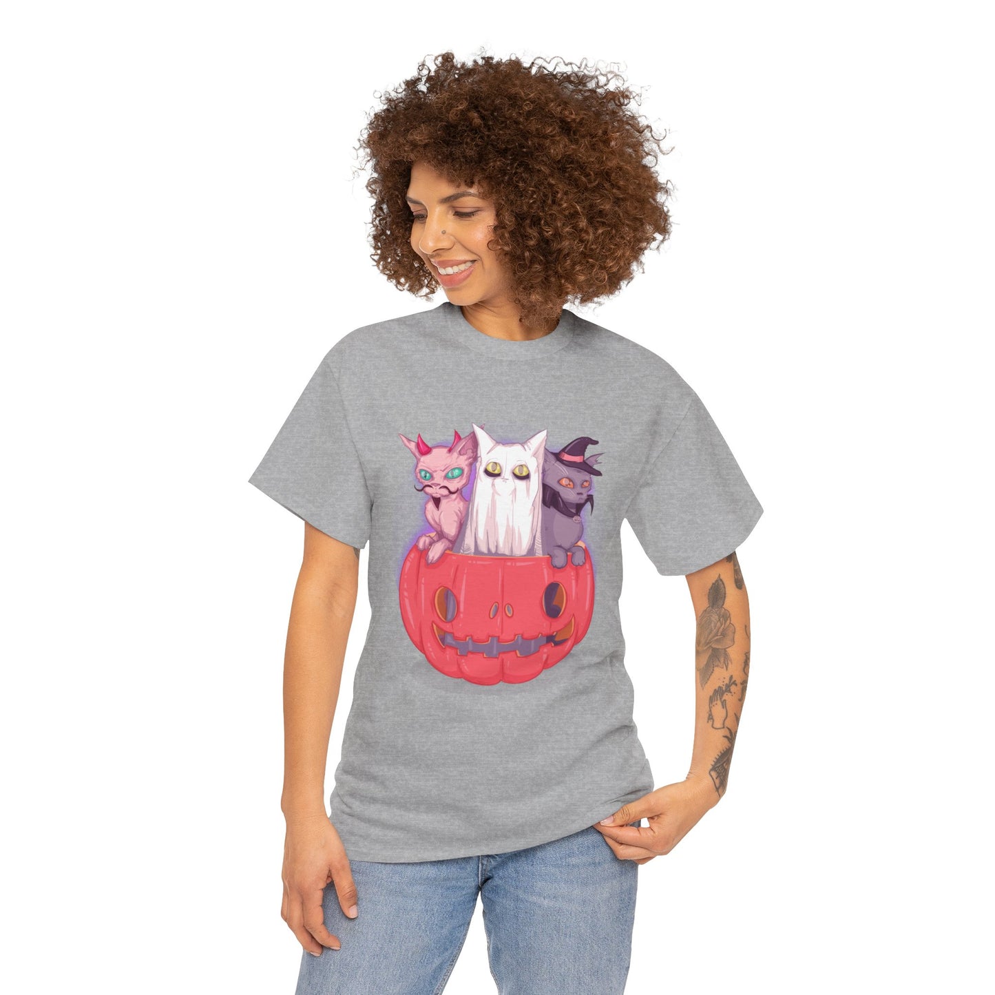 Meow-lloween Unisex Heavy Cotton Tee