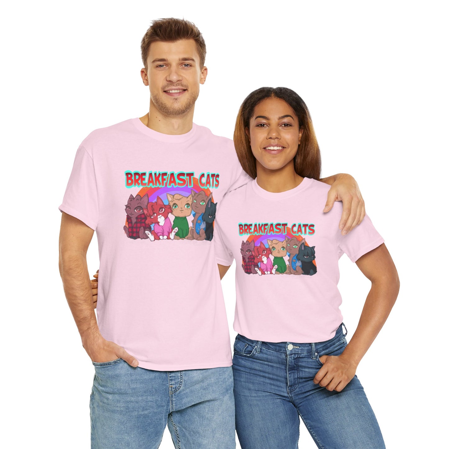 Breakfast Cats Unisex Heavy Cotton Tee