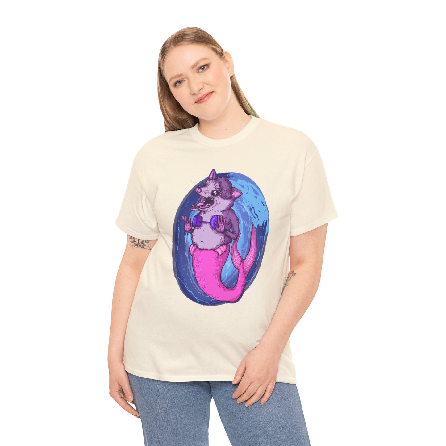 Mermaid Opossum Unisex Heavy Cotton Tee