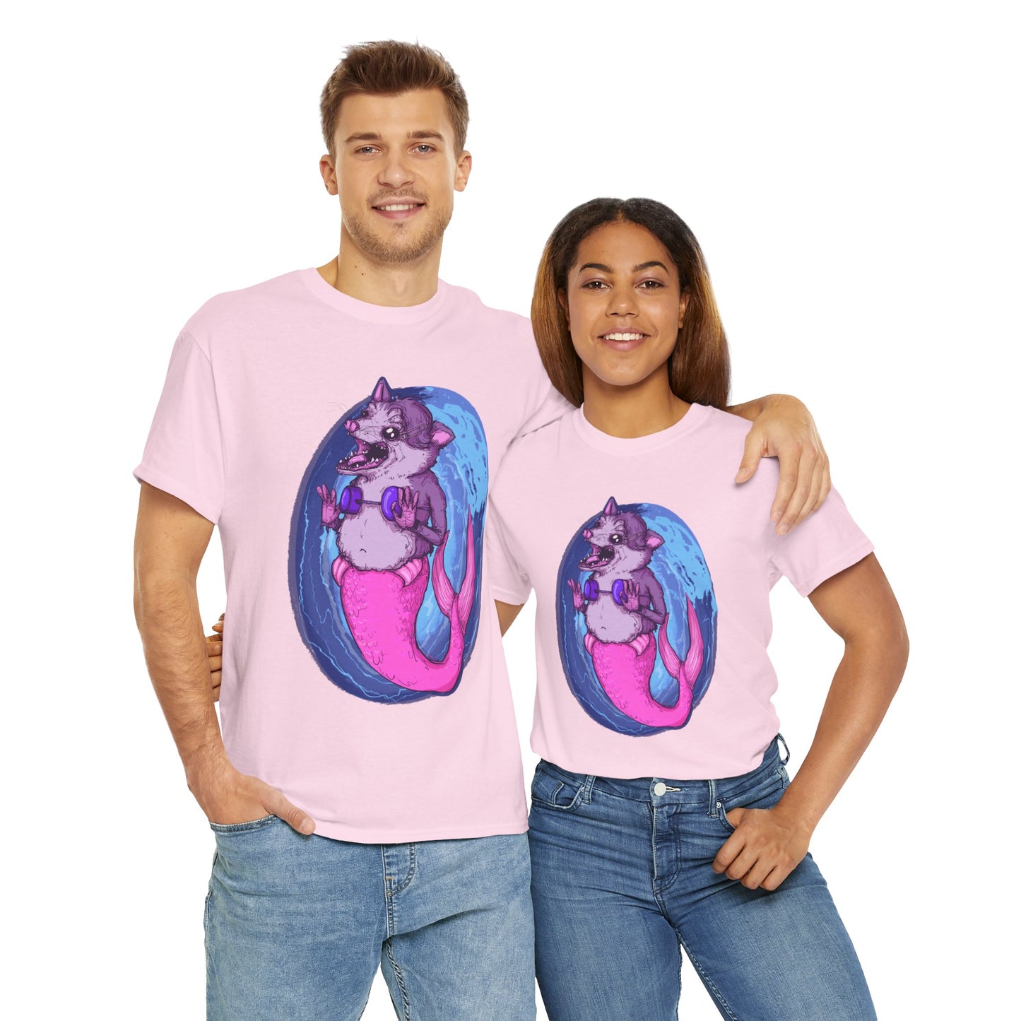 Mermaid Opossum Unisex Heavy Cotton Tee