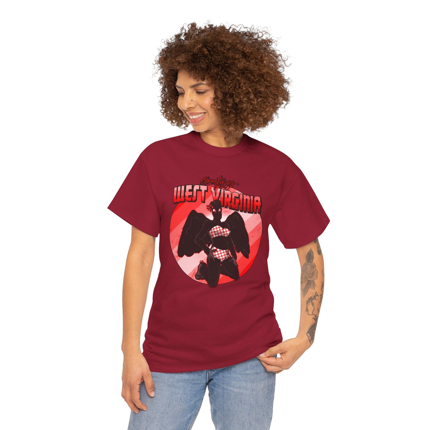 Cryptid Pinups: West Virginia Unisex Heavy Cotton Tee