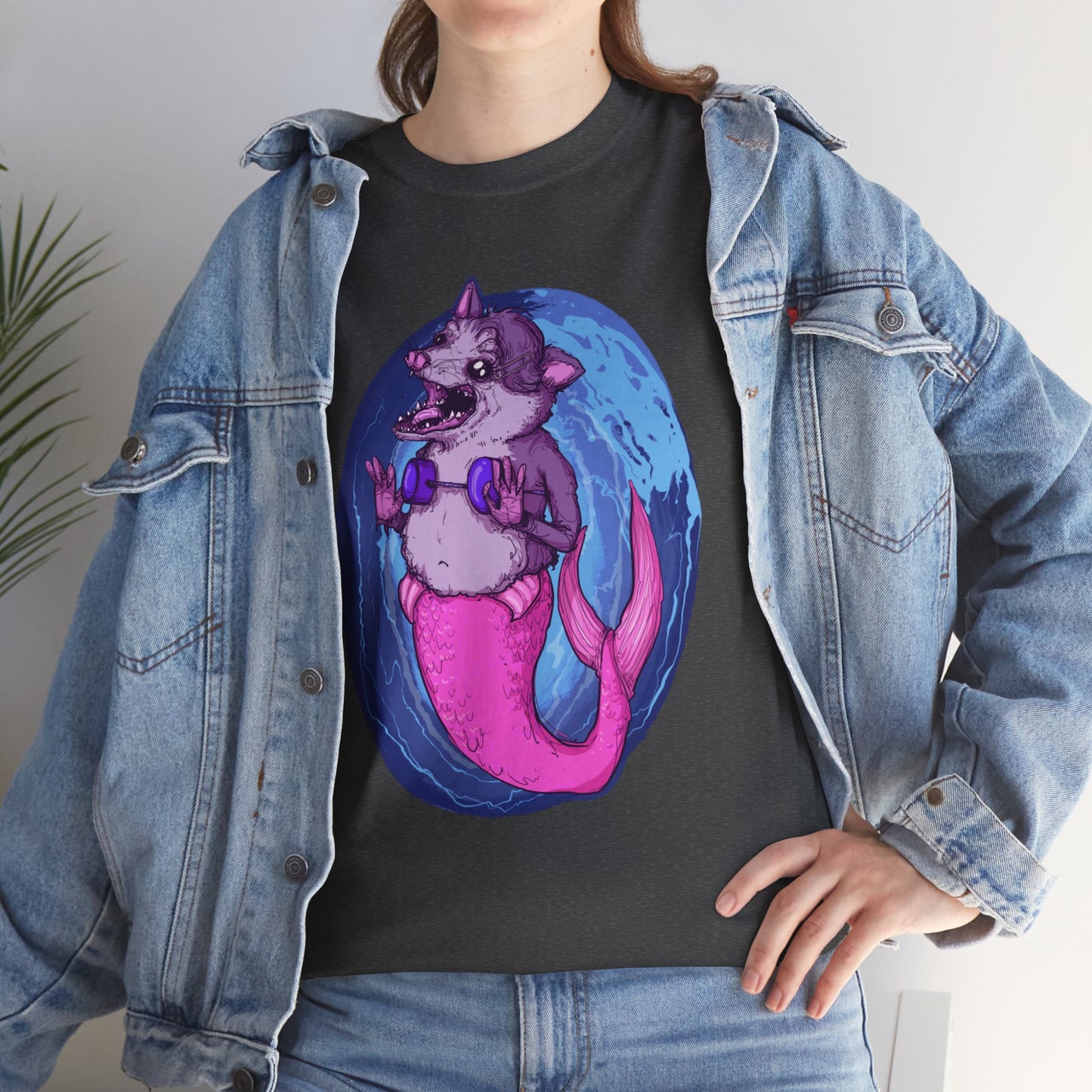 Mermaid Opossum Unisex Heavy Cotton Tee