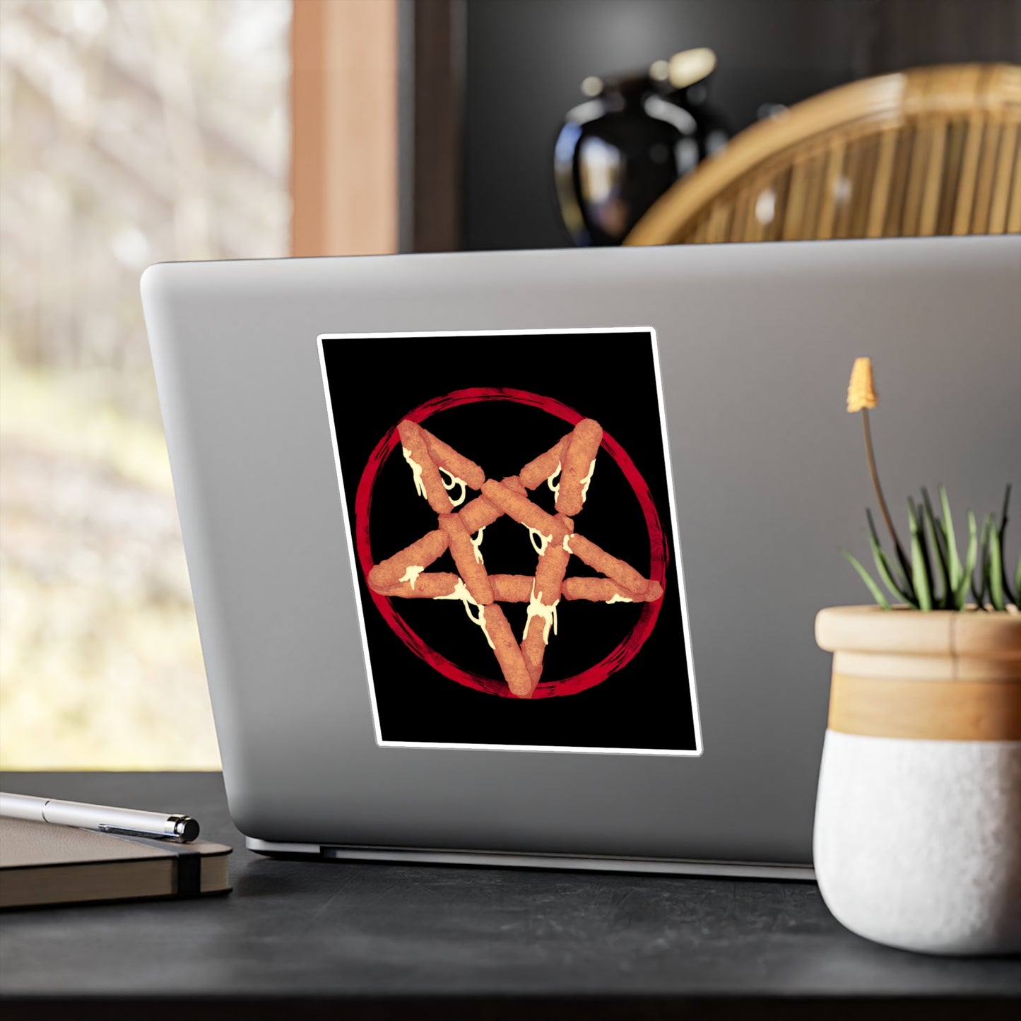 Mozzarella Stick Pentagram Kiss-Cut Vinyl Decal
