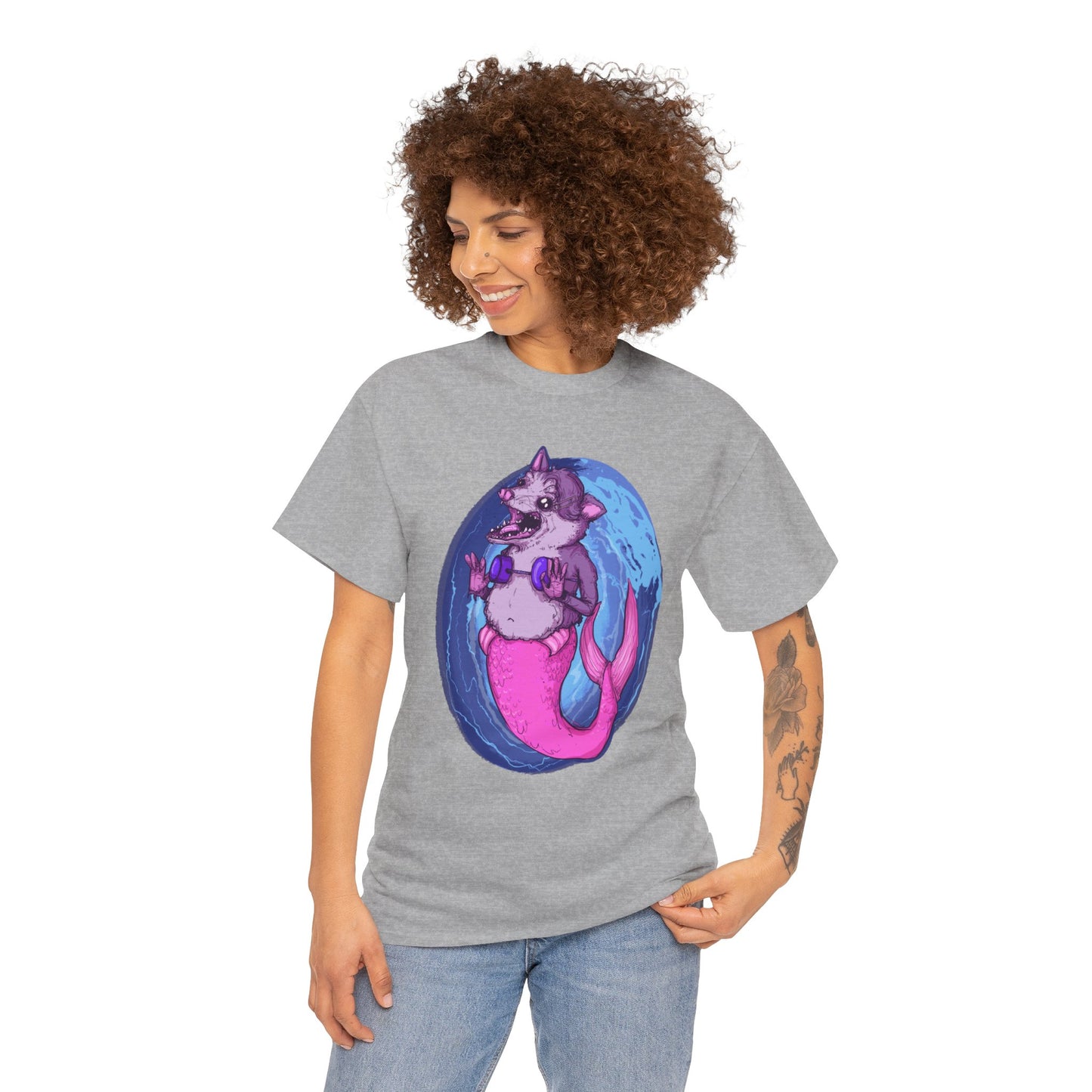 Mermaid Opossum Unisex Heavy Cotton Tee