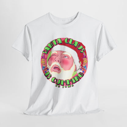 Santa Is Cumming Unisex Heavy Cotton Tee
