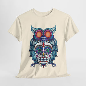 Sugar Skull Owl Unisex Heavy Cotton Tee