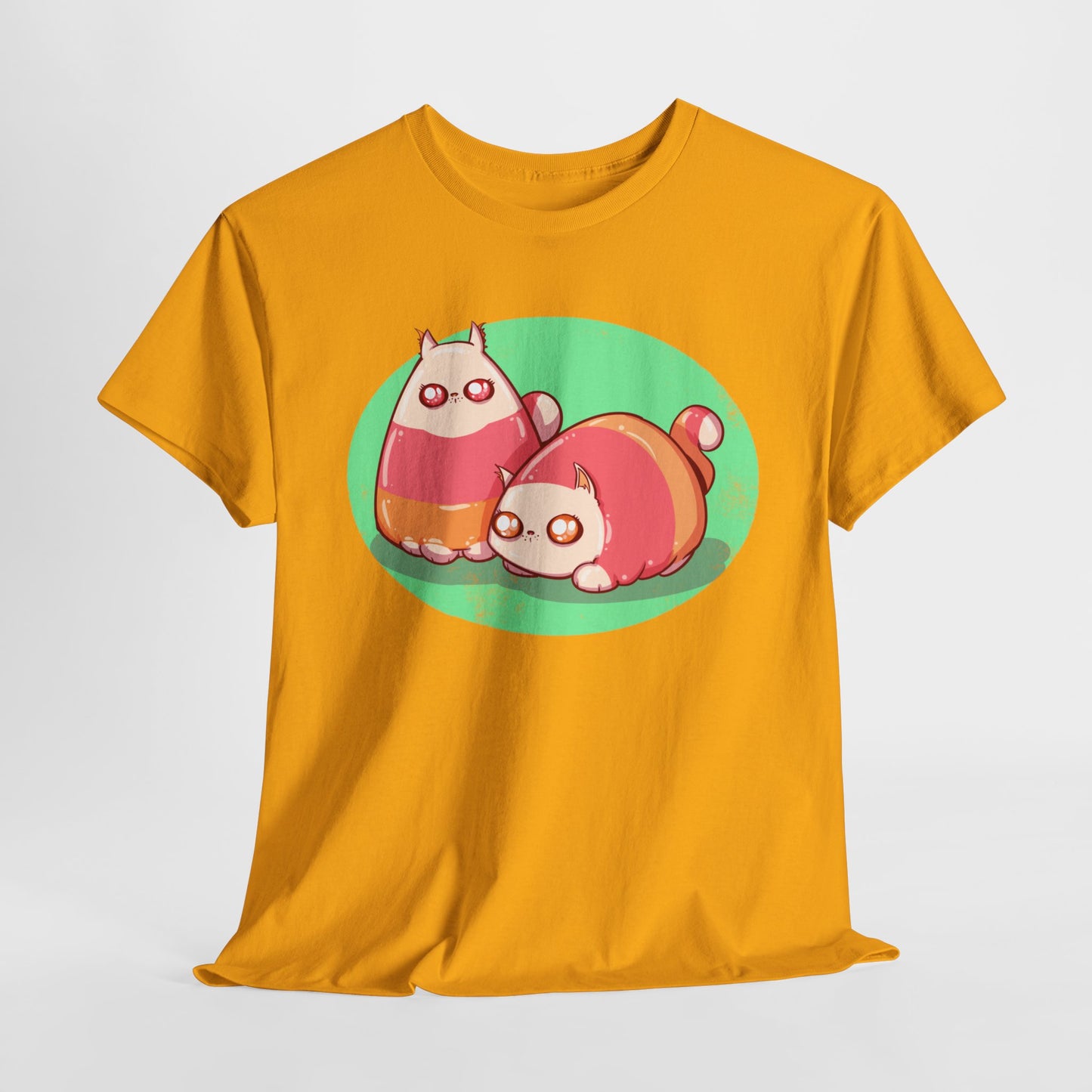 Candy Corn Cats Unisex Heavy Cotton Tee