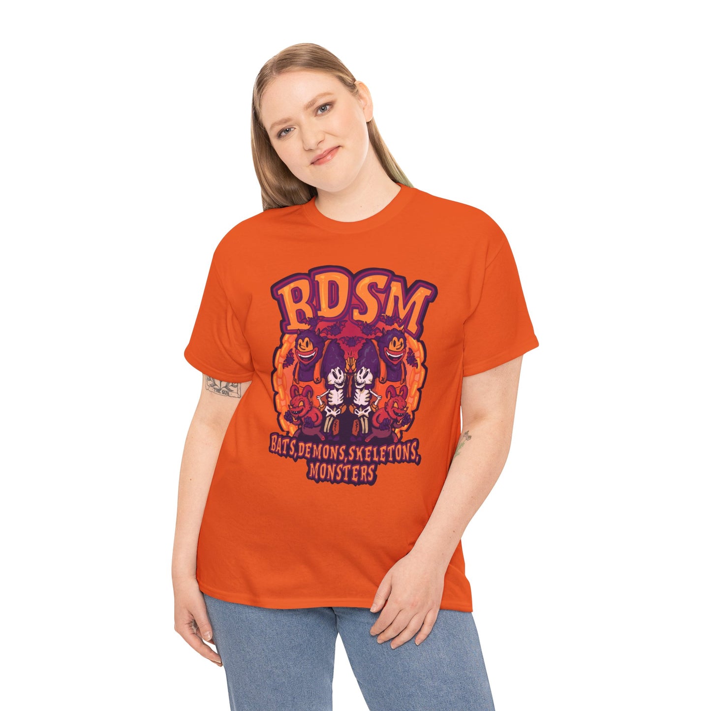 Bats Demons Skeletons Monsters Unisex Heavy Cotton Tee