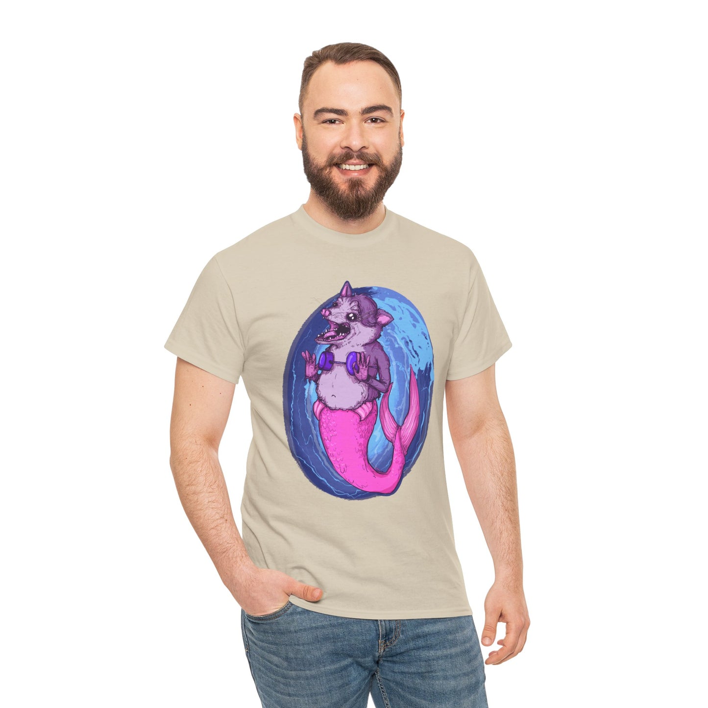 Mermaid Opossum Unisex Heavy Cotton Tee