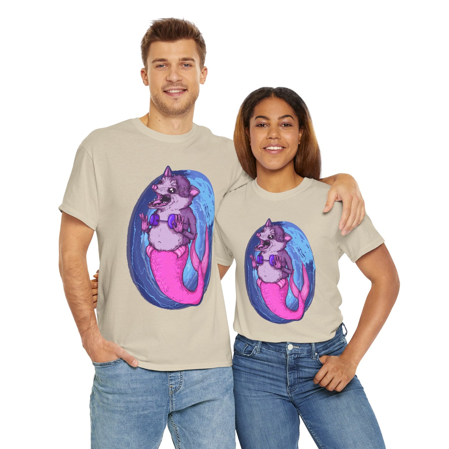 Mermaid Opossum Unisex Heavy Cotton Tee