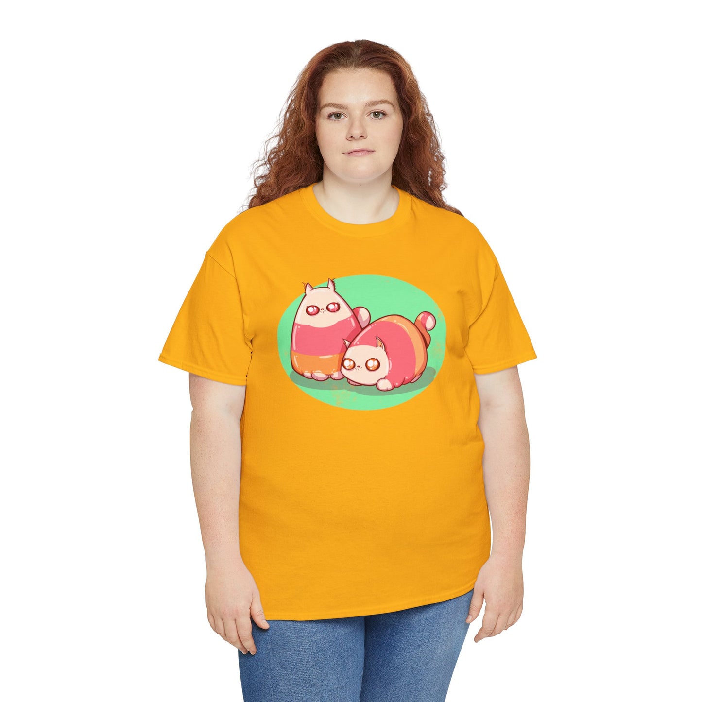 Candy Corn Cats Unisex Heavy Cotton Tee