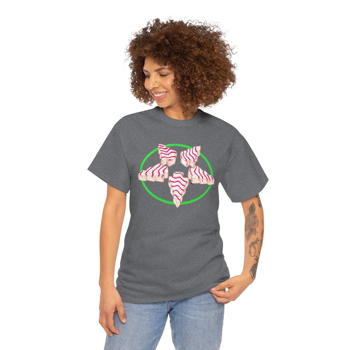 Christmas Tree Pentagram Cake Unisex Heavy Cotton Tee