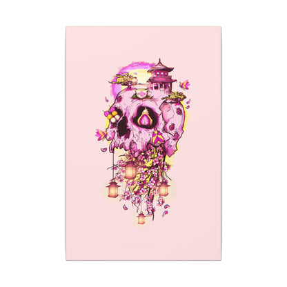 Elemental Skull Cherry Blossom Matte Canvas Stretched