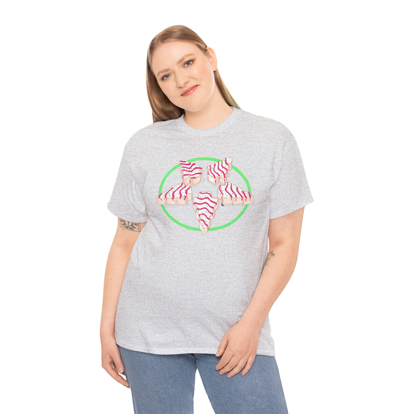 Christmas Tree Pentagram Cake Unisex Heavy Cotton Tee
