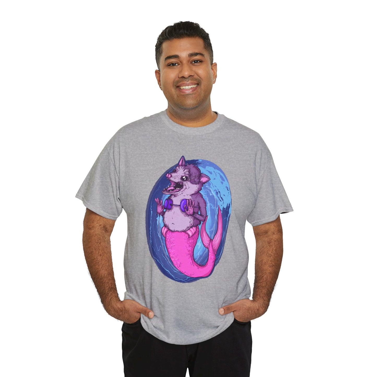 Mermaid Opossum Unisex Heavy Cotton Tee