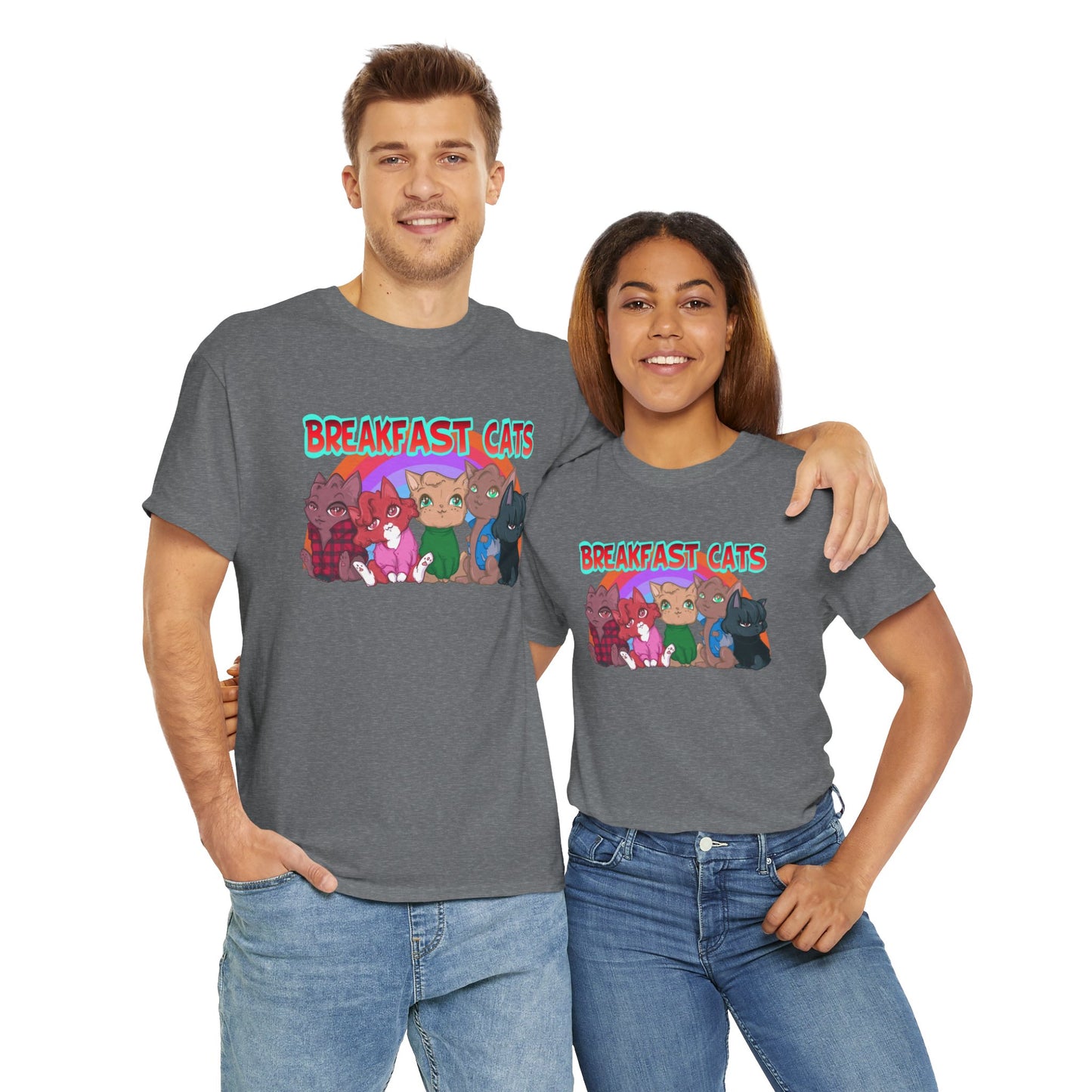 Breakfast Cats Unisex Heavy Cotton Tee