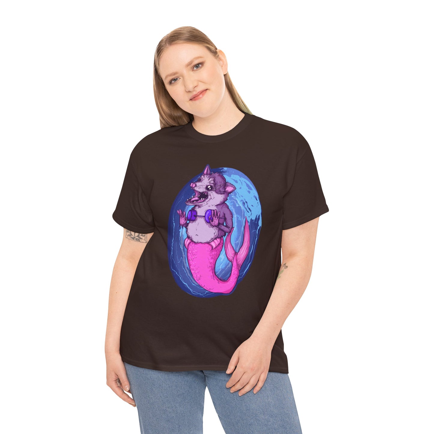 Mermaid Opossum Unisex Heavy Cotton Tee