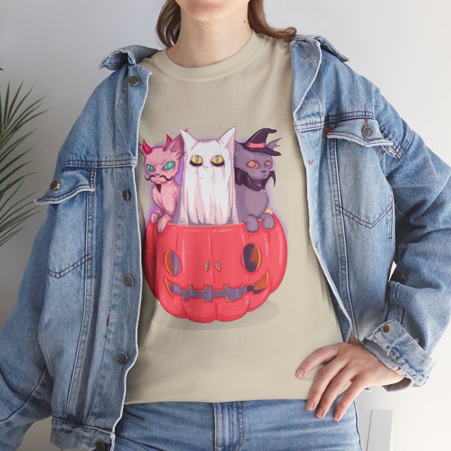 Meow-lloween Unisex Heavy Cotton Tee