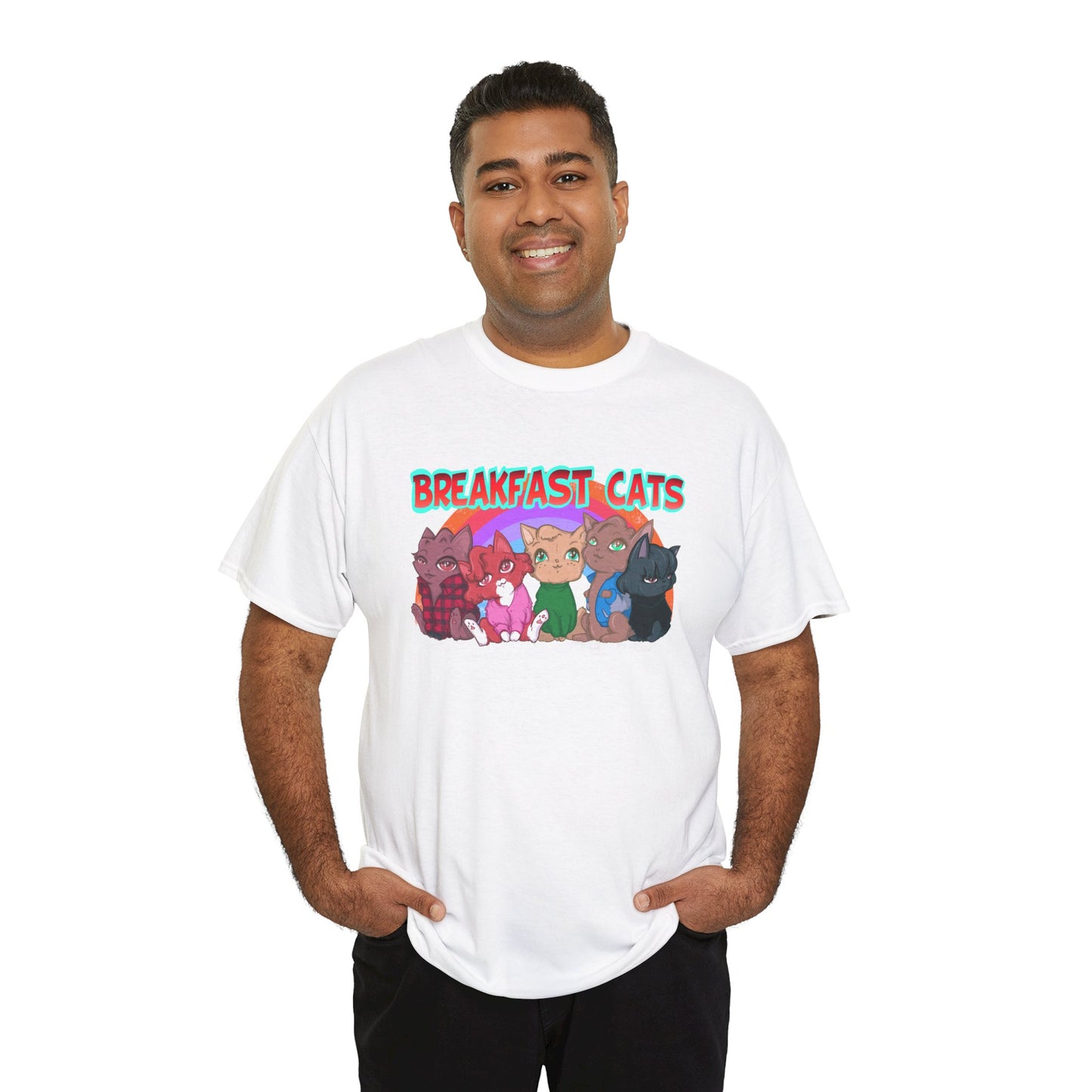 Breakfast Cats Unisex Heavy Cotton Tee