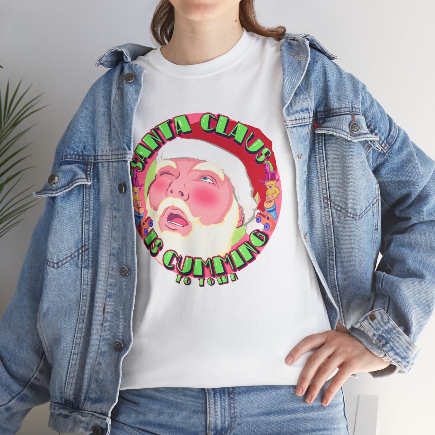 Santa Is Cumming Unisex Heavy Cotton Tee