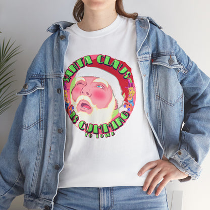 Santa Is Cumming Unisex Heavy Cotton Tee