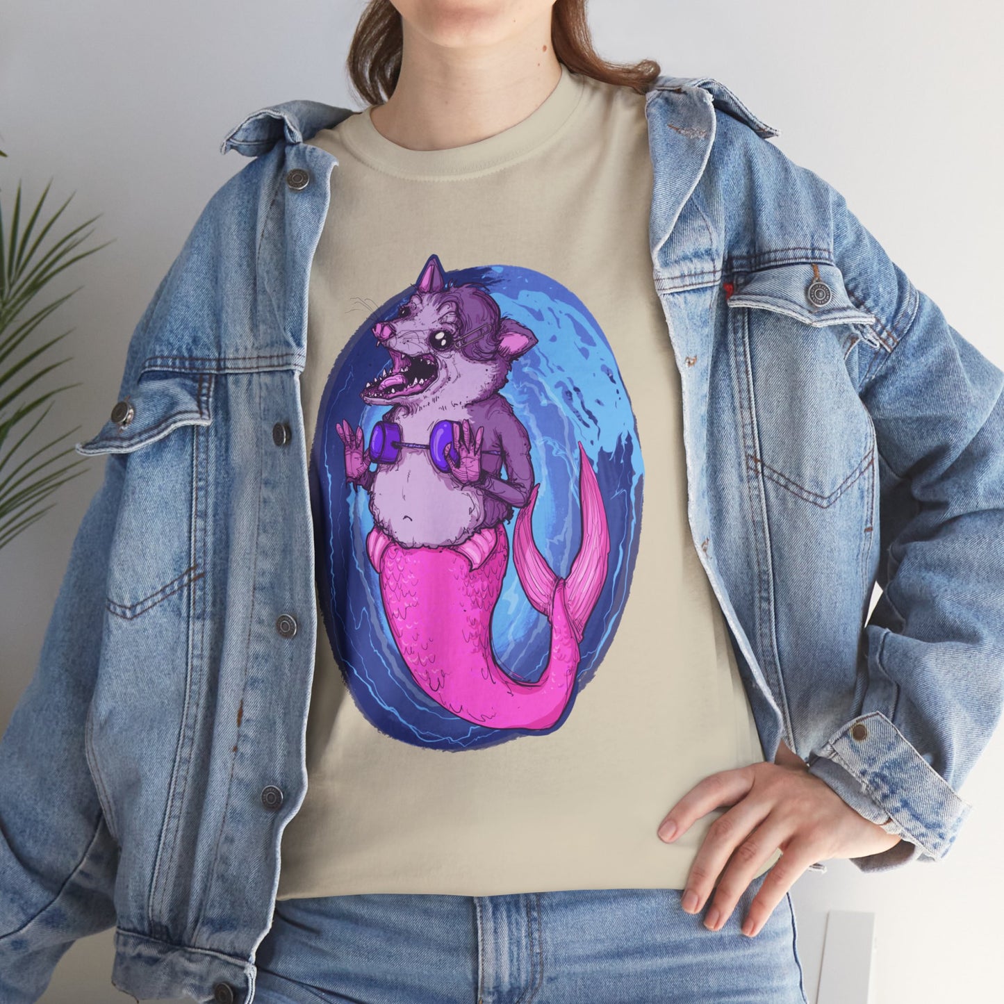 Mermaid Opossum Unisex Heavy Cotton Tee
