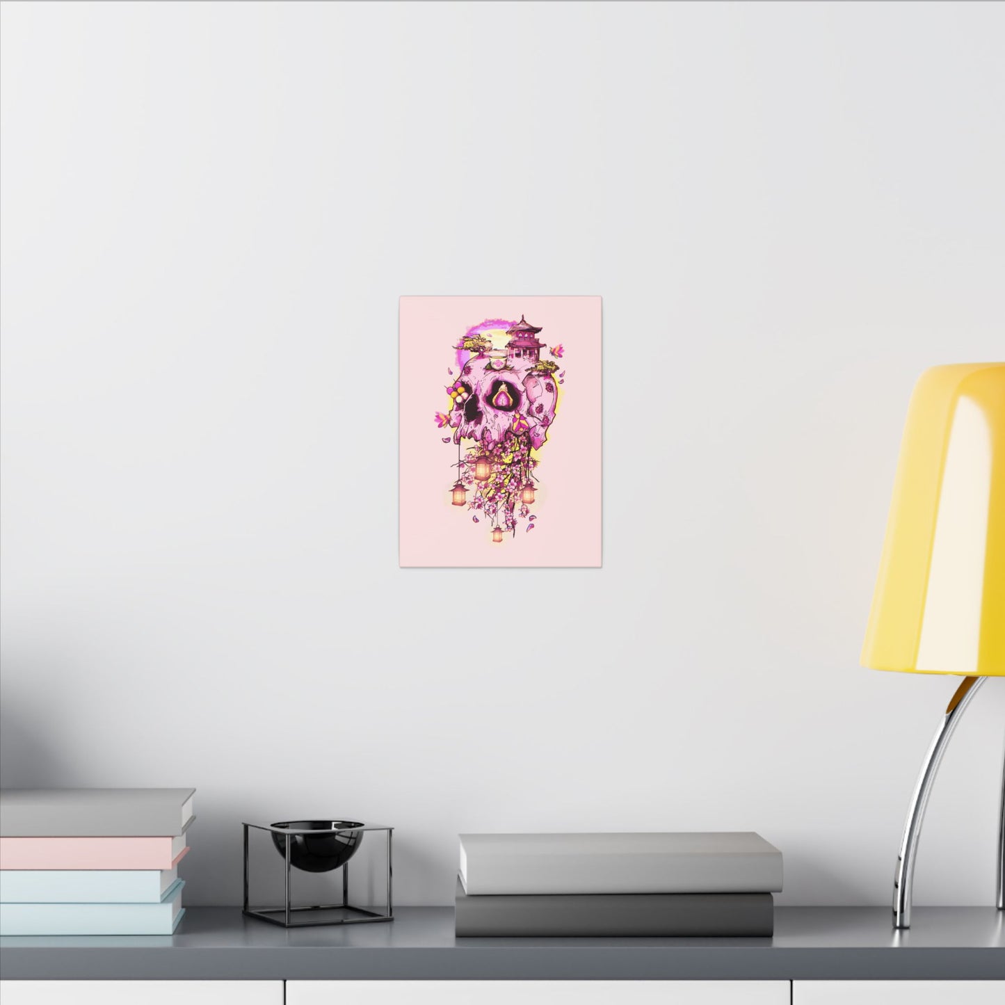 Elemental Skull Cherry Blossom Matte Canvas Stretched