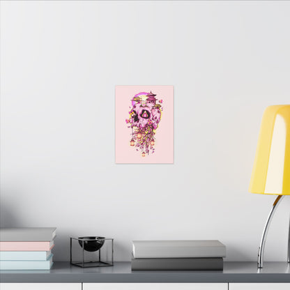 Elemental Skull Cherry Blossom Matte Canvas Stretched