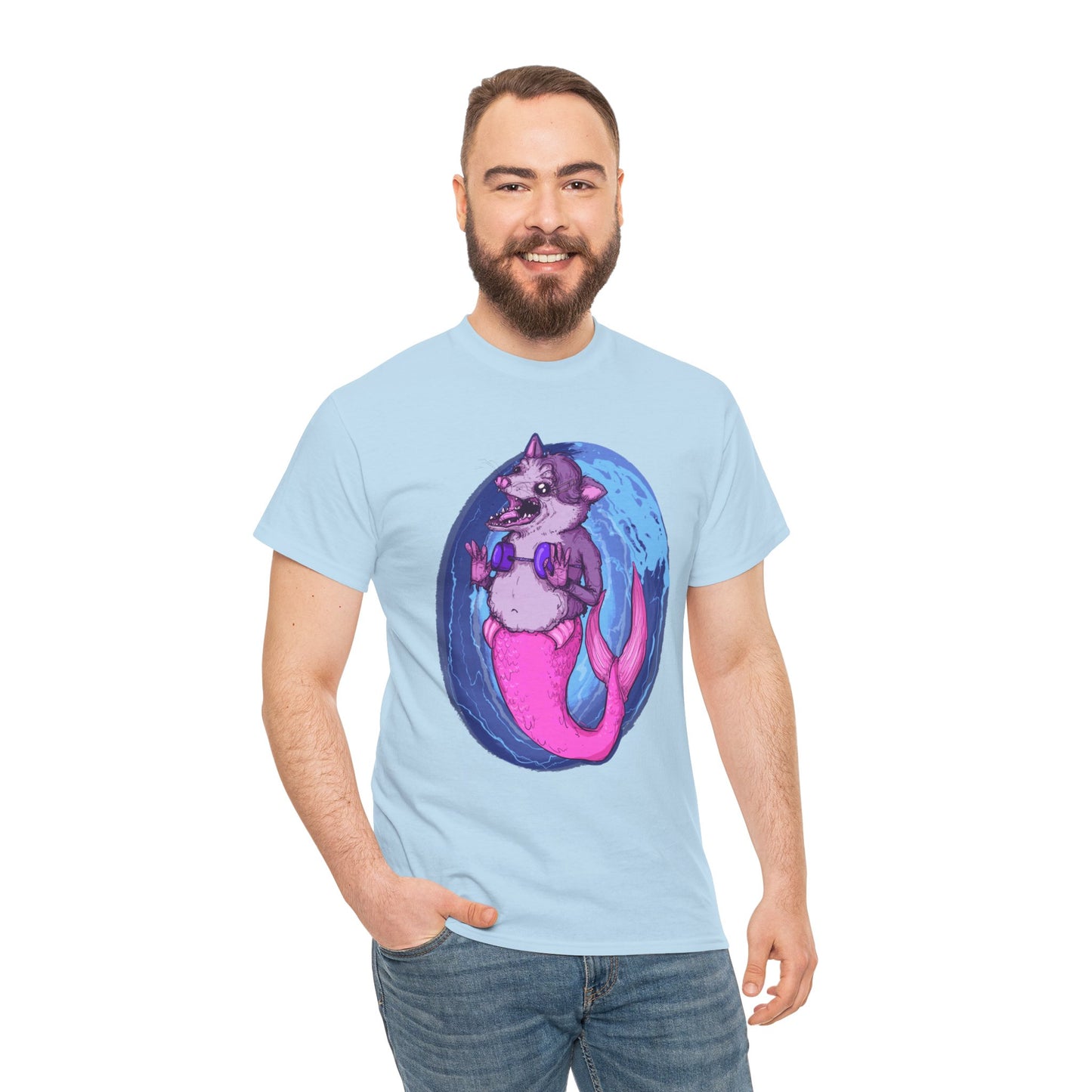 Mermaid Opossum Unisex Heavy Cotton Tee