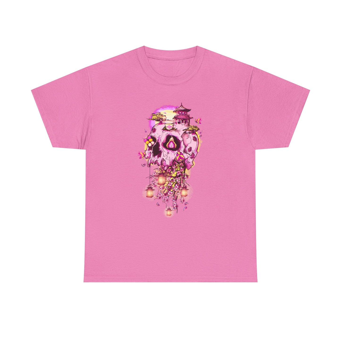 Elemental Skull Cherry Blossom Unisex Heavy Cotton Tee