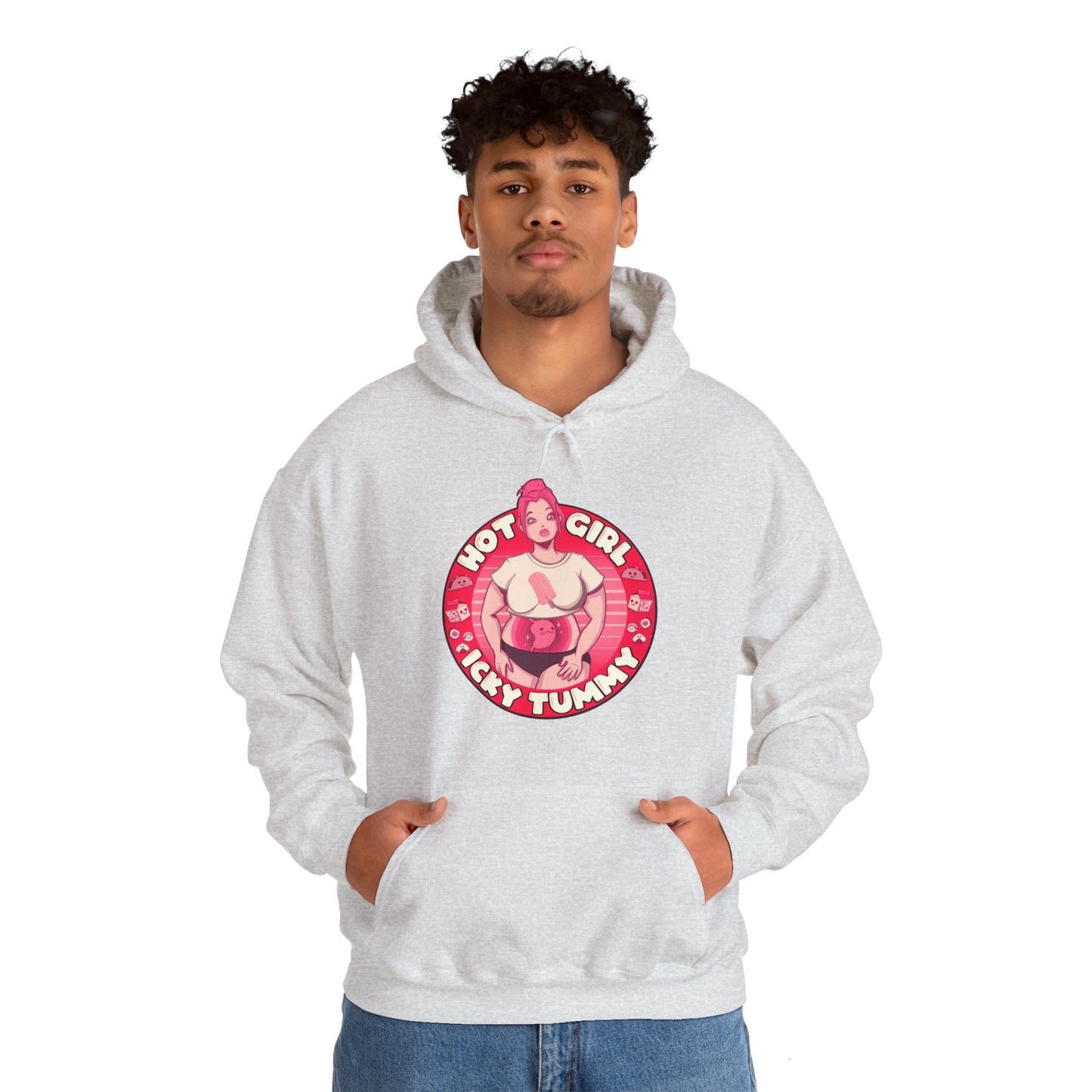 Hot Girl Icky Tummy Unisex Heavy Blend Hooded Sweatshirt