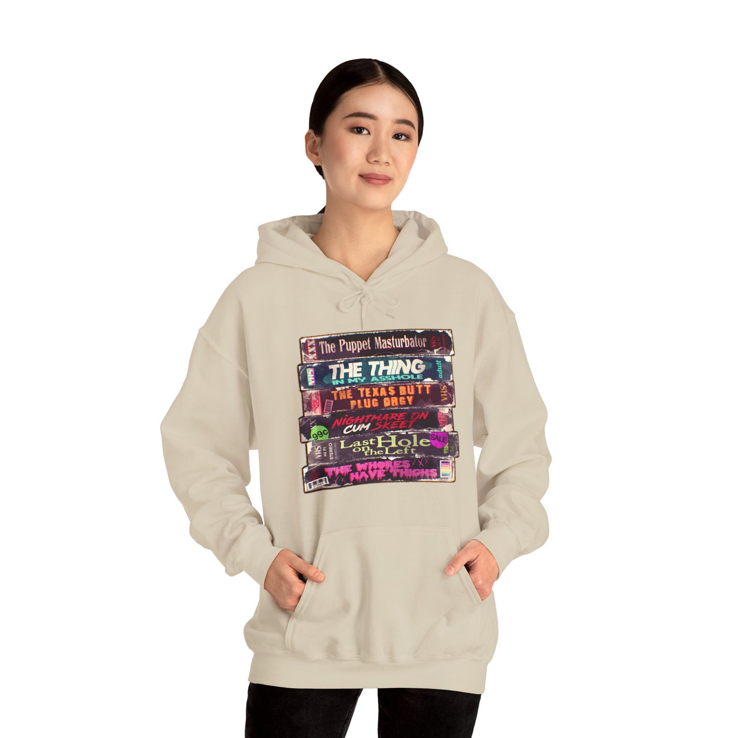 Adult Horror VHS Unisex Heavy Blend Hooded Sweatshirt