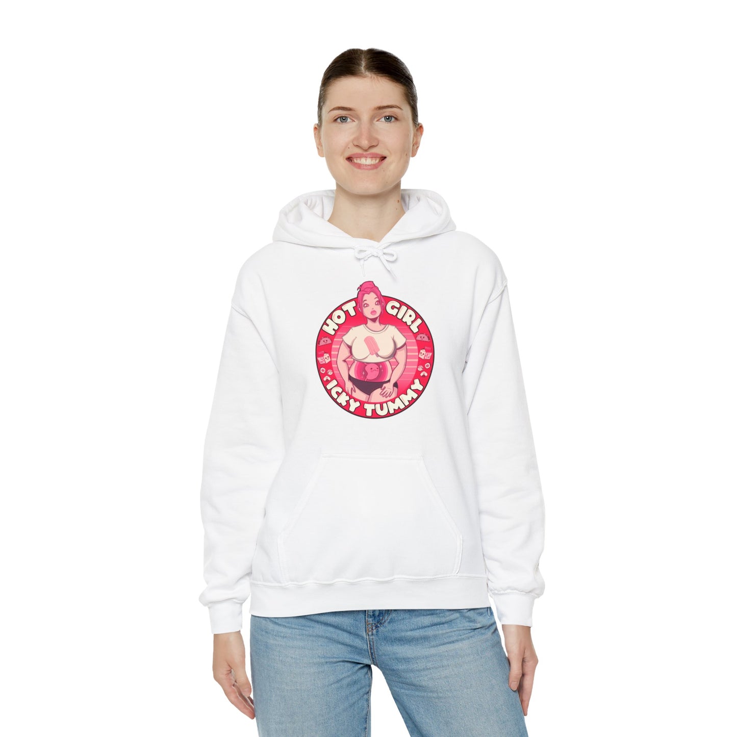 Hot Girl Icky Tummy Unisex Heavy Blend Hooded Sweatshirt