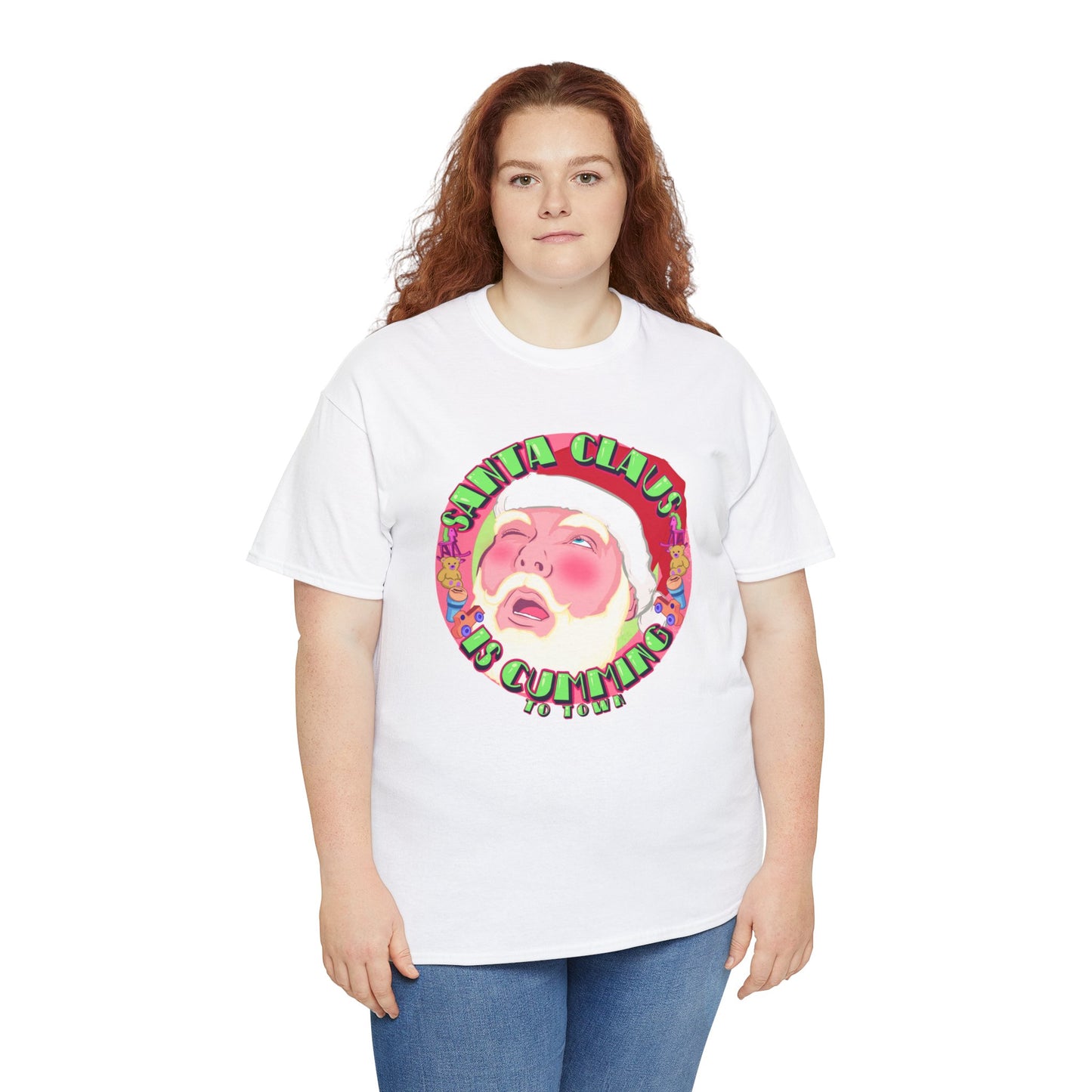 Santa Is Cumming Unisex Heavy Cotton Tee