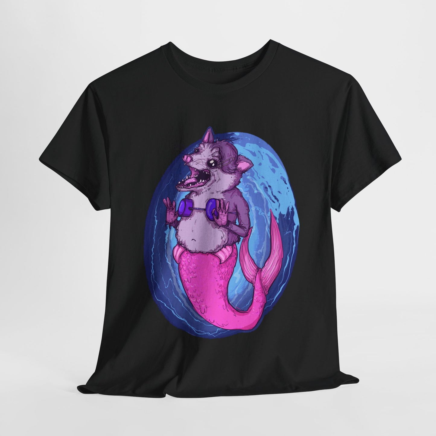 Mermaid Opossum Unisex Heavy Cotton Tee