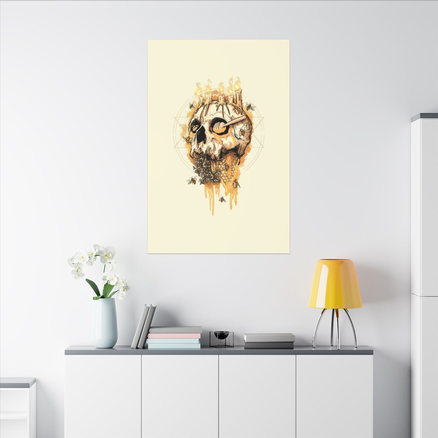 Elemental Skull Honeycore Matte Canvas Stretched
