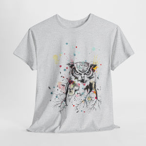 Owl Watercolor Unisex Heavy Cotton Tee